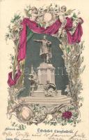 Cegléd, Kossuth-szobor, floral; kiadja Sebők Béla s: E. Ernst