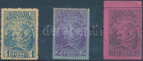 1915 Katonák karácsonya 3 db segélybélyeg