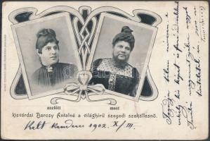 Kisvárdai Barcsy Antalné, a világhírű szegedi szakállasnő / Hungarian world-famous bearded lady; Art Nouveau postcard