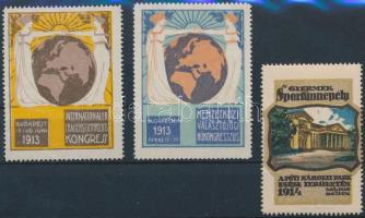 1913-1914 Választói Kongresszus 2 db + Sportünnepély 1 db levélzáró