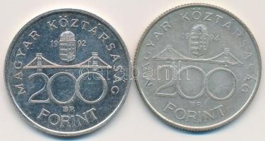 1992-1994. 200Ft Ag (2x) "MNB" + "Deák" T:2