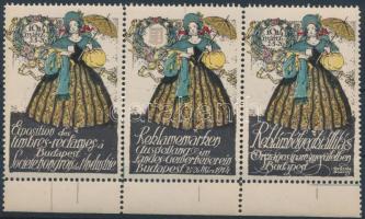 1914 Reklámbélyeg kiállítás levélzáró sor ívszéli hármascsíkban