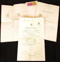cca 1870-1930 Kb 30 db okmánybélyeges okmány, benne városi illetékbélyegekkel
