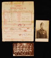 cca 1900-1920 Katonai tétel üvegnegítavok, fotók népfölkelési igazolvány. Össz. 7 db. / Military lot with glass slides