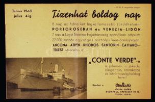 1940 Adriai hajós utazást reklámozó képes füzet 8p.