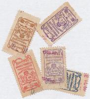 cca 1920 Budapesti Borbély, Fodrász és Parókakészítő Ipartestület 5 db tagbélyege