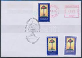 2005 Trianon Múzeum levélzáró pár + alkalmi bélyegzett borítékon