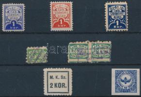 Gyáripari lakatosok védelmi alapja 3 db + 5 db egyéb tagsági-/segélybélyeg