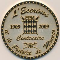 Monaco 2009. "100 éves a Monacói Vívó Club" aranyozott emlékérem dísztokban T:1 Monaco 2009. "100 Years Monaco Fencing Club" gold plated medallion in case C:UNC