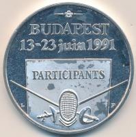 1991. "44. Vívó Világbajnokság Budapest" ezüstözött részvételi érem (43mm) T:2 (PP)