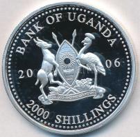 Uganda 2006. 2000Sh Ag "A labdarúgás halhatatlanjainak csarnoka - Anglia 2000-es évek/David Beckham" T:PP Tanúsítvánnyal Uganda 2006. 2000 Shilling Ag "Hall of Fame of football - England 2000's/David Beckham" C:PP  With certificate