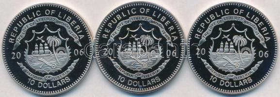 Libéria 2004. 10$ "Szabadság pillanatai" (3xklf) multicolor T:PP Tanúsítványokkal Liberia 2004. 10 Dollars "Moments of Freedom" (3xdiff) multicolor C:PP with certificates