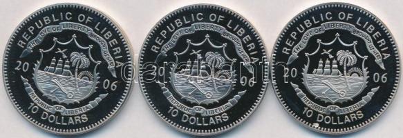 Libéria 2004. 10$ "Szabadság pillanatai" (3xklf) multicolor T:PP Tanúsítványokkal Liberia 2004. 10 Dollars "Moments of Freedom" (3xdiff) multicolor C:PP with certificates