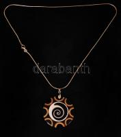 Ezüst (Ag) nyaklánc kagyló mozaik medállal, 4,6 g / Silver necklace with shell pendant, 4,6 g