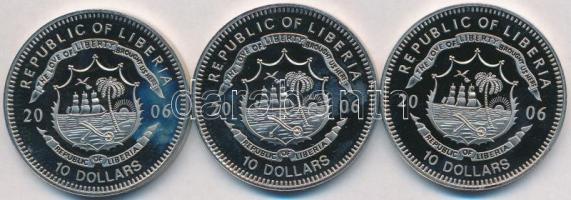 Libéria 2004. 10$ "Szabadság pillanatai" (3xklf) multicolor T:PP Tanúsítványokkal Liberia 2004. 10 Dollars "Moments of Freedom" (3xdiff) multicolor C:PP with certificates