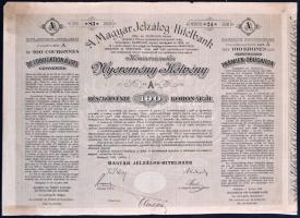 Budapest 1906. Magyar Jelzálog-Hitelbank Nyeremény-Kötvény 100K-ról, 3 nyelven, szárazpecséttel T:II