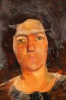 Jelzés nélkül: Női portré. Olaj, karton, 75×60,