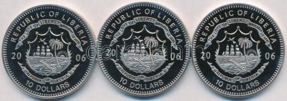Libéria 2004. 10$ "Szabadság pillanatai" (3xklf) multicolor T:PP Tanúsítványokkal Liberia 2004. 10 Dollars "Moments of Freedom" (3xdiff) multicolor C:PP with certificates