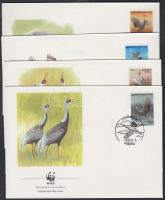 WWF Cranes set 4 FDC WWF darvak sor 4 FDC