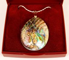 Paua függő ezüstszínű láncon, h: 40 cm / Paua pendant with necklace