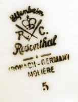 Rosenthal Moliere attört tál, kézzel festett, jelzett, hibátlan, kopott, d:22,5 cm, m:7 cm