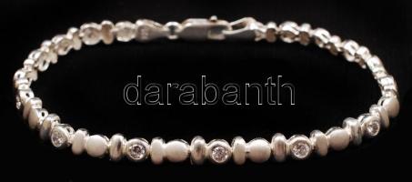 Ezüst (Ag) karkötő cirkónia díszítéssel, jelzett, h: 20 cm, br: 11,2 g / Silver bracelet, br: 11,2 g