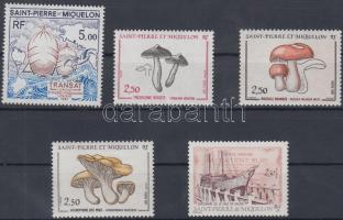 Ships, mushrooms 5 diff. stamps, Hajók, gombák 5 klf bélyeg