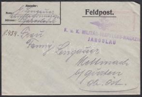 1915 Levél tartalommal / Cover with content K.u.K. MILITÄR-VERPFLEGS-MAGAZIN JAROSLAV