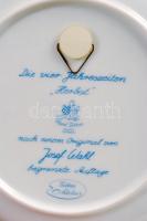 Royal Tettau "Die vier Jahreszeiten Herbst" Ősz porcelán fali tányér, jelzett, d: 20 cm