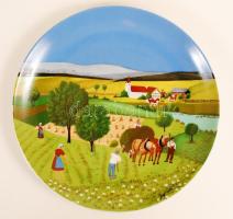 Royal Tettau "Die vier Jahreszeiten Sommer" Nyár porcelán fali tányér, jelzett, d: 20 cm