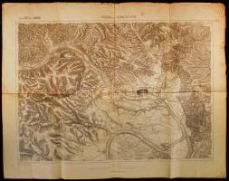 1909 Katonai térkép, Orsova és Szörényvár, K.u.k. Militärgeographisches Institut, 1:75000, 53,5×38 cm / Military map of Orşova/Orschowa and Turnu Severin/Turm Severin, K.u.k. Militärgeographisches Institut