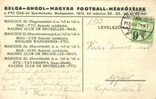 1912 London, English-Wanderers és Ferencvárosi Torna Club labdarúgó csapata, hátoldalon bajnoki mérk...