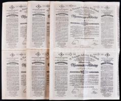 Budapest 1906. "Magyar Jelzálog - Hitelbank Nyeremény - Kötvény"  "A" és "B" részkötvénye 100K-ról egy ívben, 3 nyelven, szárazpecséttel (3x) T:II