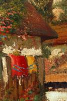 Gábor jelzéssel: Falu széle. Olaj, karton, antik keretben, 55×65 cm