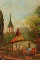 Gábor jelzéssel: Falu széle. Olaj, karton, antik keretben, 55×65 cm