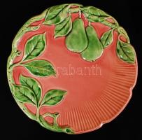 Körmöcbányai szecessziós hiányos süteményes tányérkészlet, 4 db kistányér, 1 nagy, apró lepattanássa...