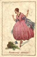 Christmas greeting, Italian art postcard, Degami 1024. s: Corbella (Rb)