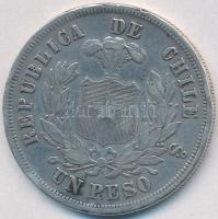 Chile 1869. 1P Ag T:2- ph. Chile 1869. 1 Peso Ag C:VF edge error