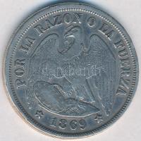 Chile 1869. 1P Ag T:2- ph.
Chile 1869. 1 Peso Ag C:VF edge error