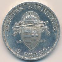 1938. 5P Ag "Szent István" T:1-,2 Adamo P8.1