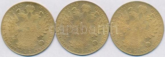 Ausztria 1915. 4 dukát "Ferenc József" (3x) aranyozott utánzatok T:2  Austria 1915. 4 Ducat "Franz Joseph I" (3x) gold plated replicas C:XF