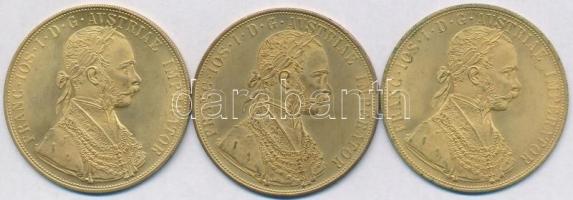 Ausztria 1915. 4 dukát "Ferenc József" (3x) aranyozott utánzatok T:2 
Austria 1915. 4 Duca...