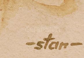 "Stan" jelzéssel(Sostarics Lajos): Reine Tré-Hin. Akvarell, papír, jelzett, 15x22 cm