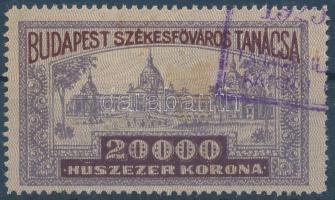 1919 Budapest Székesfőváros Okirati illetékbélyeg 20.000K függőleges alnyomat (12.000)