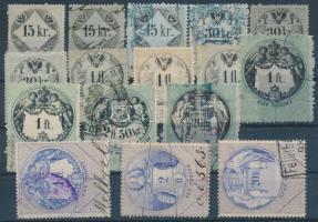 16 db régi magyar okmánybélyeg