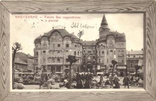 Nagyvárad Fekete Sas nagyszálloda, piac, bank,  Benkő Artúr kiadása / hotel, market, bank