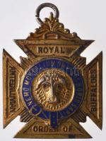 Nagy-Britannia 1960. "Királyi Aggastyán Bölények Rendje" jelzett, zománcozott, aranyozott ezüst medál. T:2- Great-Britain 1960. "Royal Antediluvian Order of Buffalos" hallmarked, enamelled gold plated silver medal. C:VF