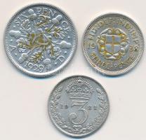 Nagy-Britannia 1921. 3P Ag "V. György" + 1938. 3P Ag "VI. György" + 1929. 6P Ag "V. György" T:2-3 Great Britain 1921. 3 Pence Ag "George V" + 1938. 3 Pence Ag "George VI" + 1929. 6 Pence Ag "Goerge V" C:XF-F