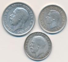 Nagy-Britannia 1921. 3P Ag "V. György" + 1938. 3P Ag "VI. György" + 1929. 6P Ag ...