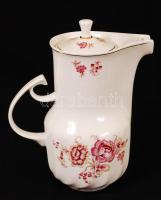 Hollóházi virágmintás porcelán mokkás készlet, jelzett